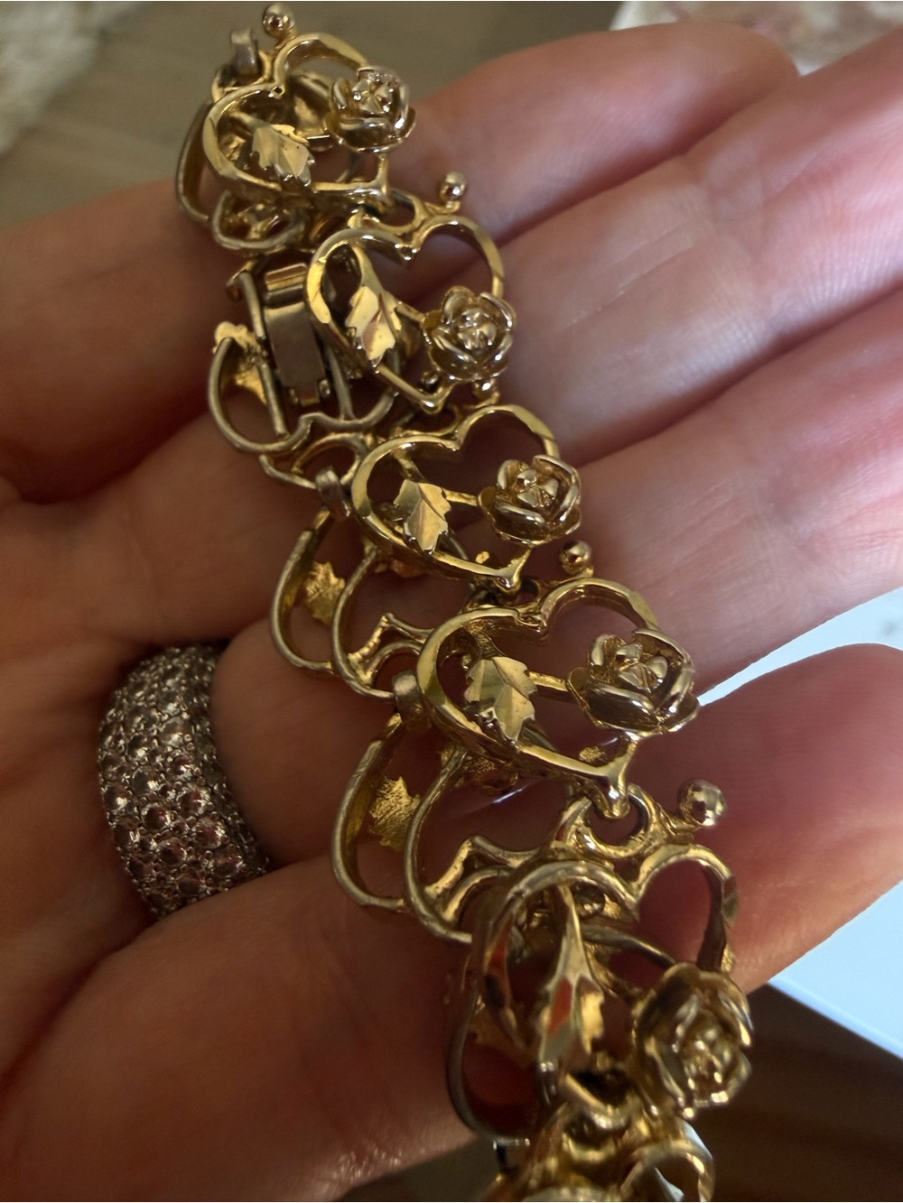 Vanessa Mooney - 24k plated forbidden heart rose and leaf over heart bracelet